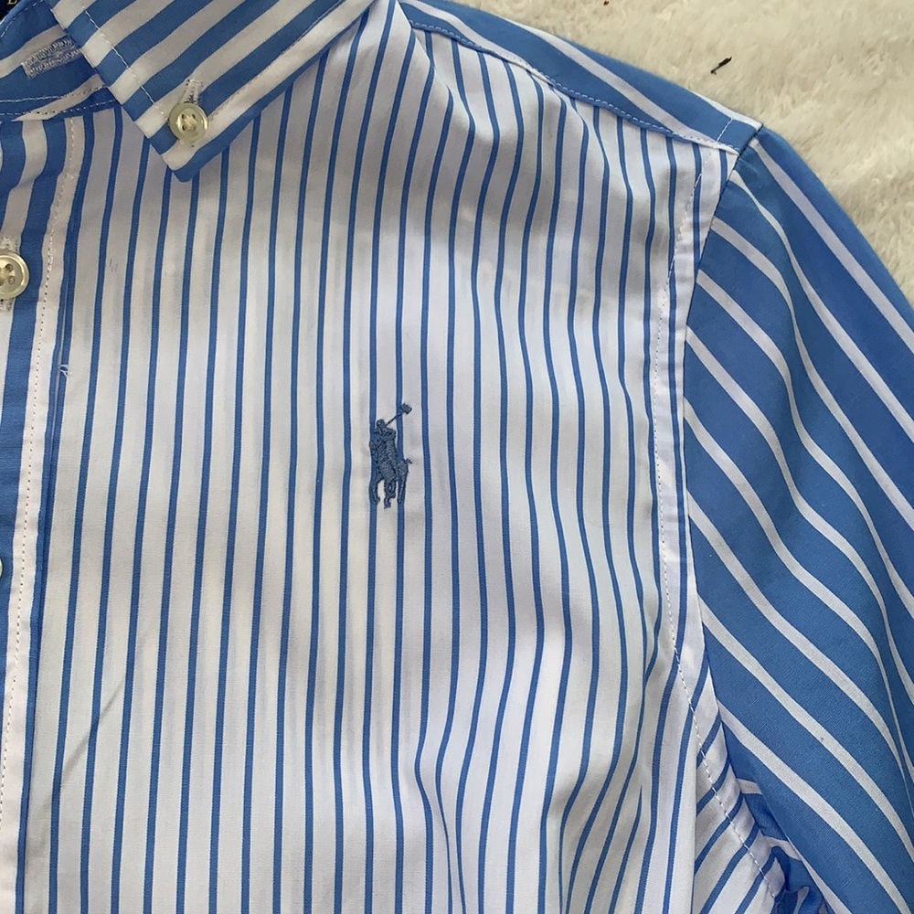 Polo Ralph Lauren Blue & White Striped Shirt Dress 14 EUC - Picture 8 of 16